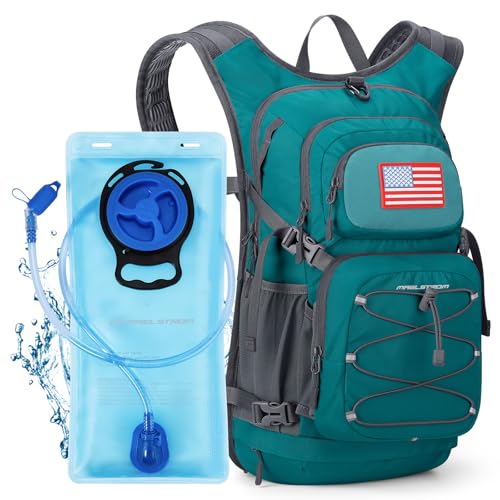 Maelstrom Mochila De Hidratação Para Caminhadas Com Reservatório De Água De 2L/3L, Válvula De Mordida De Alto Fluxo, Mochila Leve Para Camping (Ciano, Reservatório De 2L)