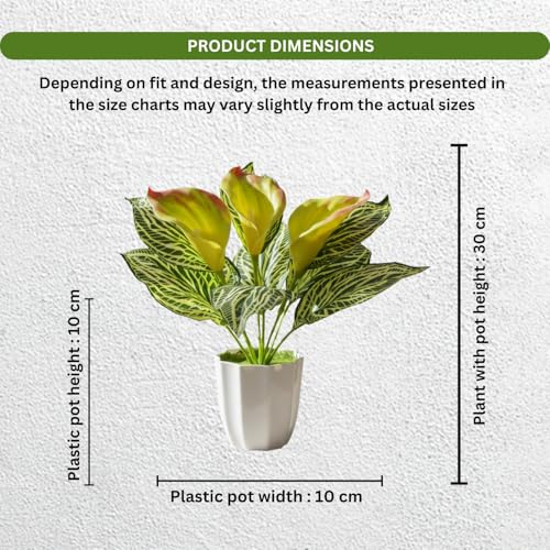 Image of fancymart Artificial Calla Lily Plant with Pot - 30 cm Height Decorative Flower Leaves (Pack of 1) | Realistic Faux Plant for Home & Office Decor | Table, Shelf & Desk Decoration