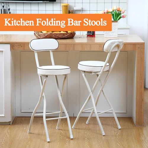 Tabouret de bar pliable confortable 75cm blanc pour éviter le mal de dos - 5