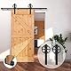 CCJH 6.6FT (201cm) Schiebetüren Beschläge Rustikal Schiebetürsystem Schiebetür inklusive Laufschiene, Big Wheel Barn Door Hardware Kit Nachrüsten Schwarz 6.6FT/2M(Upgrade)
