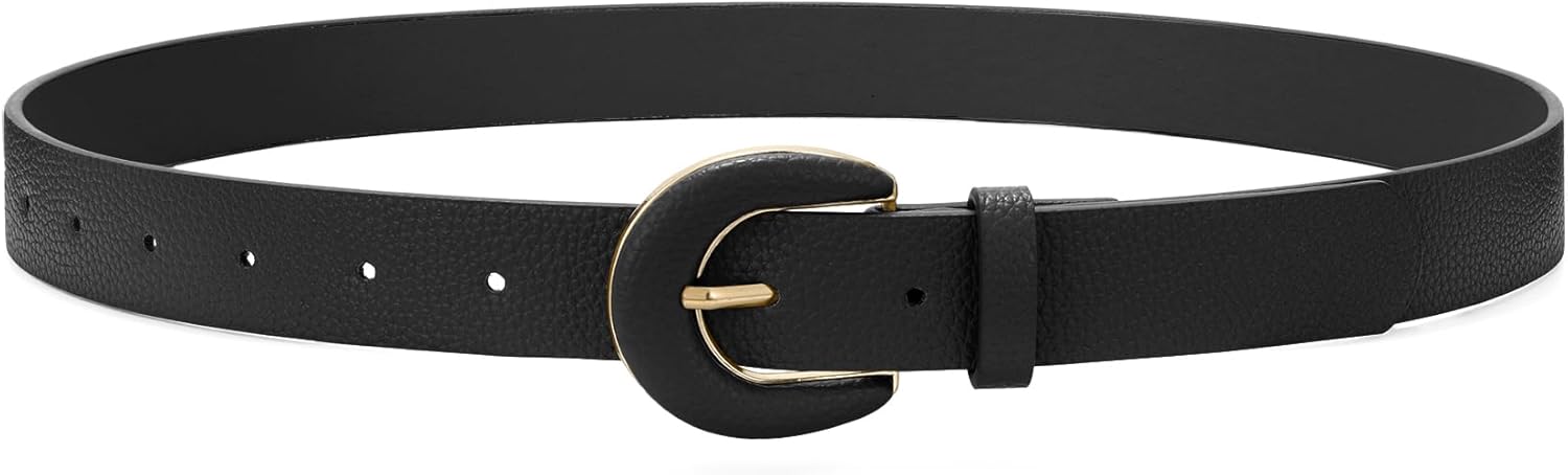 WHIPPY Women's Leather Belts for Jeans Pants Dress Black Leather Belts for Women Casual Fashion Ladies Waist Belts