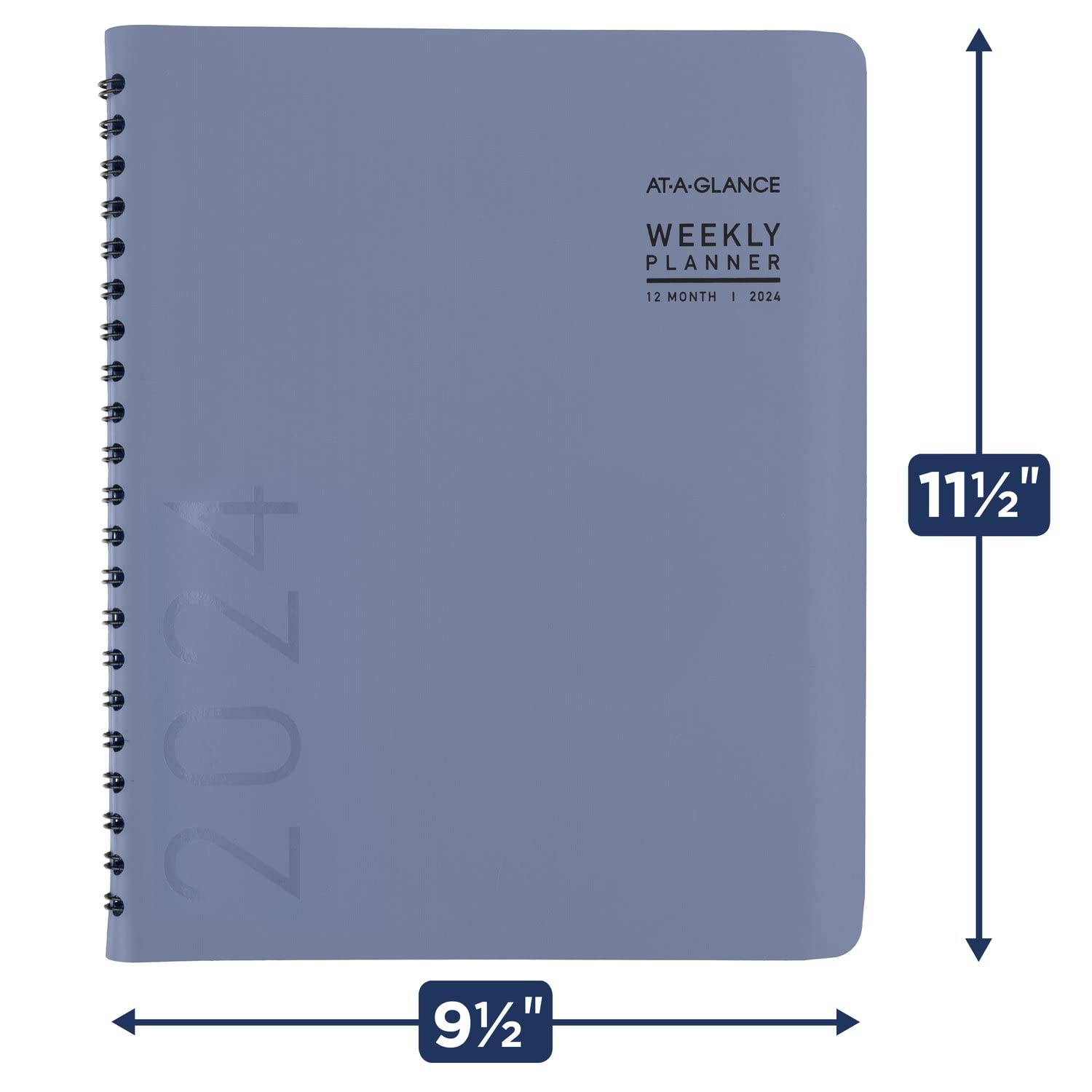 AT-A-GLANCE Agenda settimanale e mensile 2024, 20,6 x 27,9 cm, grande, con linguette mensili, in similpelle, stile contemporaneo, blu ardesia (70940 x 2024)