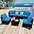TINKLE WELL 7-Piece Modular Outdoor Sectional Patio Furniture Set – PE Rattan Wicker Conversation Set with Cushions for Balcony, Lawn, and Garden