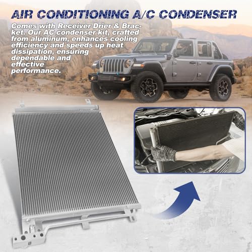 Image of Air Conditioning A /C Condenser Compatible with Jeep Wrangler 2018-2021 Gladiator 2020-2021# 30132, CN30132PFC, 68314789AA, 68314789AB, 68314789AC