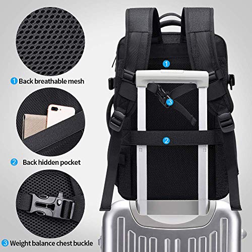 35L Travel Backpack for Men,Flight Approved Carry On Backpack for International Travel Bag, Water Resistant Durable 17-inch Laptop Backpacks,Large Daypack Business Weekender Luggage Backpack for Women