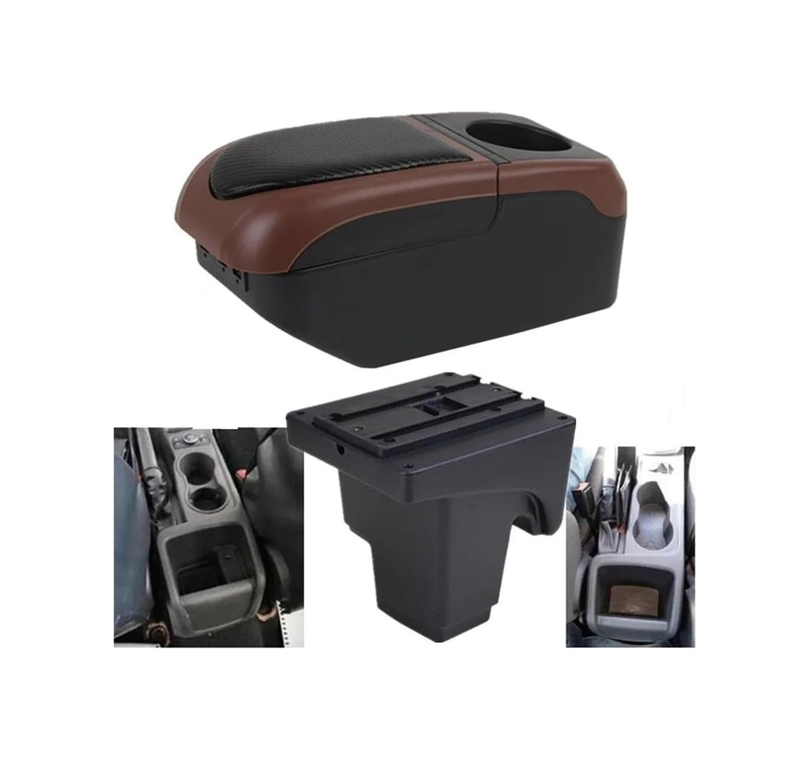 Hckclmbmzw S1 Black-Coffee 6Usb For Focus 3 Mk3 2011-2023 Leather Accessories Car Armrest Box Console Storage Car Armrest Center Console(S1 Black-Coffee 6Usb)