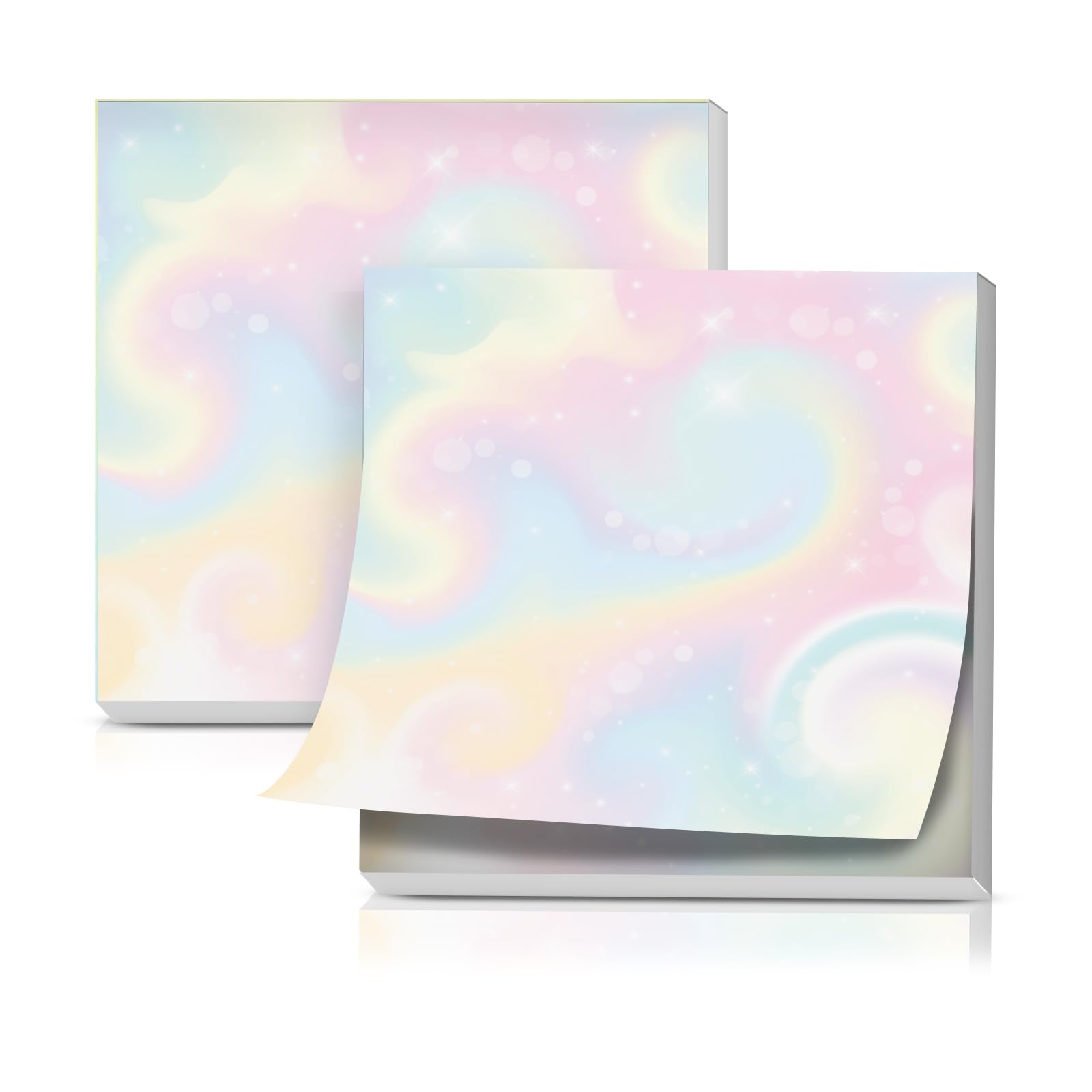 Notes adhésives de 7,6 x 7,6 cm, jolis blocs de notes autocollants amusants pour bureau, maison, organisation, motif arc-en-ciel mignon