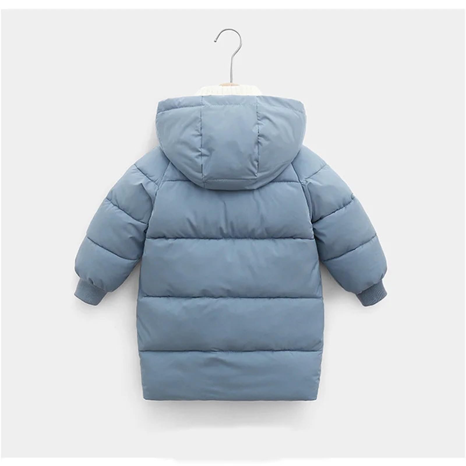 2-12Y Kids Down Long Outerwear Winter Coat - Teen Boys Girls Cotton-Padded Parka, Thick Warm Cotton Jackets with Hood(SKY BLUE,7T(Size 140))