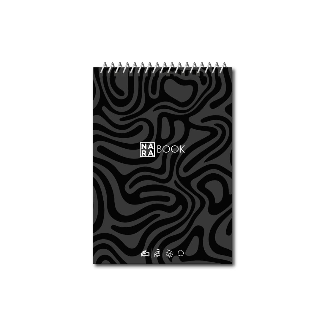 NARABOOK Smart Reusable Notebook (Jet Black Cover), Tear-Resistant, Waterproof, Tree-Free with App Integration | A6 Size | 20 Pages/40Sides