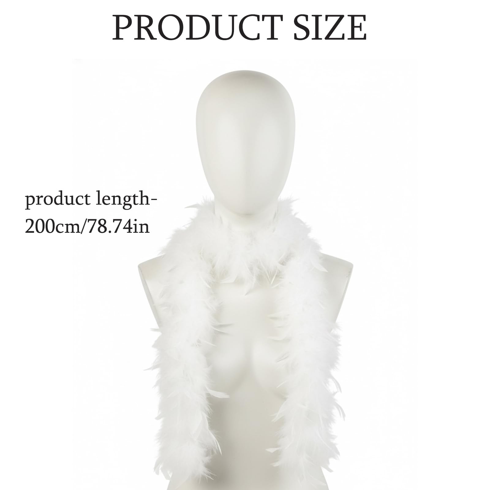 White Feather Boa, Long Ostrich Feather Boa, 2m 60g White Feather Boa, Soft and Fluffy - Image 2