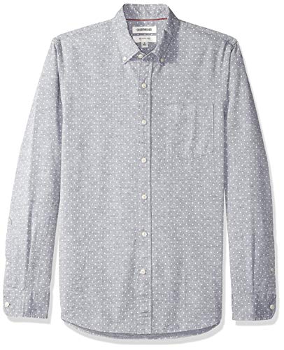 Amazon Brand - Goodthreads Men's Slim-Fit Long-Sleeve Chambray Shirt, Navy White, Medium