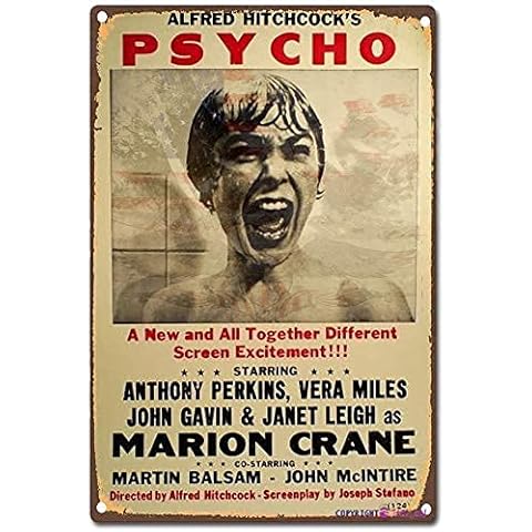 KSFEITING Retro Metal Sign/Classic Psycho Poster Horror Film Movie Tin Sign Retro Look Home Club bar Wall Decoration Metal Tin Sign 12 X 8 inch Cover
