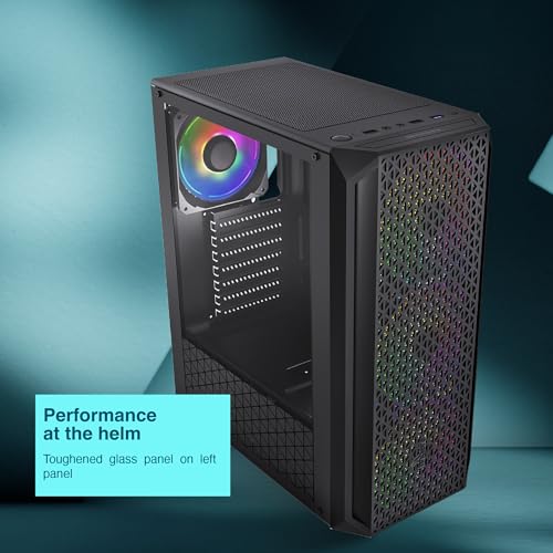 Image of FINGERS Commando-E14 Full ATX PC Cabinet with Dual Chamber Design, 4 Multi-Colour RGB Fans for High-Performance Cooling, Toughened Glass Side Panel, Magnetic Dust Filter, USB 3.0 Port