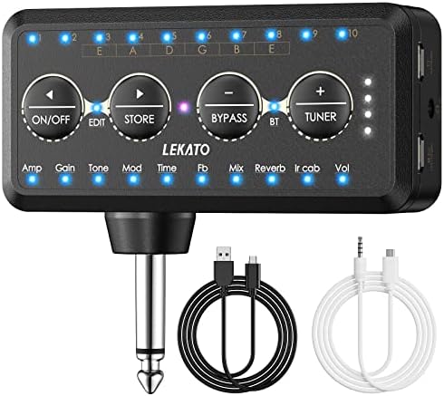 LEKATO Guitar Headphone Amp Bluetooth Mini Guitar Headphone Amplifier with Tuner,Rechargeable Guitar Amp with Delay Reverb Chorus Phase Overdrive Distortion Multi Effects