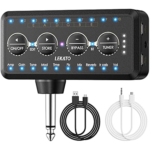 LEKATO Guitar Headphone Amp Bluetooth Mini Guitar Headphone Amplifier with Tuner,Rechargeable Guitar Amp with Delay Reverb Chorus Phase Overdrive Distortion Multi Effects Cover