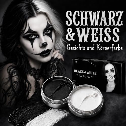 Halloween Schminke Schwarz Weiß Make up Set Kinderschminke Fasching – Ansicht 3