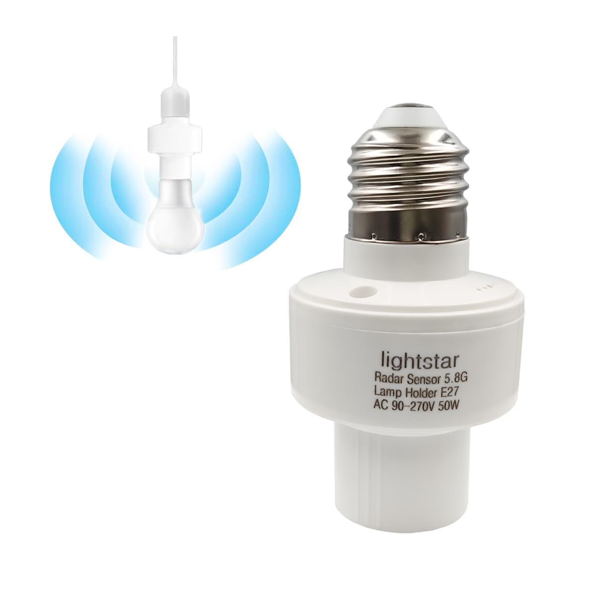 Motion Sensor Light Socket, Radar Motion Screw LED CFL Incandescent Bulb Adapter, E27/E26 Outdoor Indoor Garage Light, for Basement