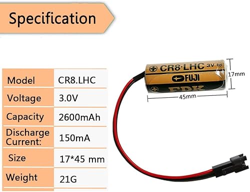 Miniatura 2 de Paquete de 2 baterías CR8-LHC de repuesto de litio de 3 V 2600 mAh para TH559EDV410R (no recargable)