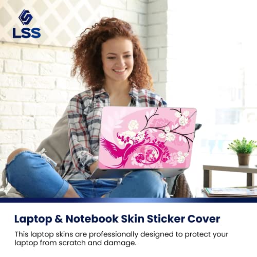 Image of LSS Laptop 15 15.6 Skin Cover with Colorful Pink Birds Floral Pattern for HP Dell Lenovo Apple Asus Acer Compaq - Fits 13.3 inch 14 inch 15.6 inch 16 inch (2 Wrist Pads Free)