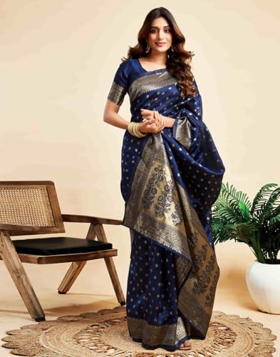 Image of C J Enterprise Women's Banarasi Saree Pure Kanjivaram Style Silk Saree With Blouse Piece for Wedding (Pari-160)