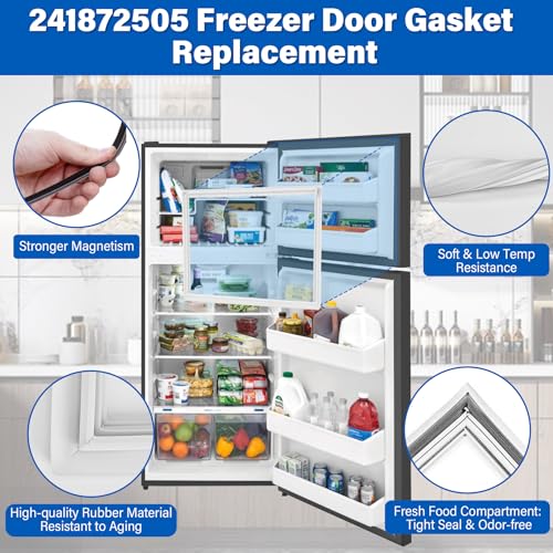 Image of Upgraded 242193205 241872505 Freezer Door Gasket Replacement Compatible with Electrolux Frigidaire CRT216HLW4 FFHI2117LW2, 5304439522 28.4″x20.8″ Refrigerator Gasket Replace 1379481 240390702 Seal
