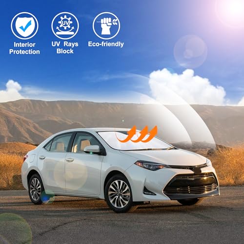 Image of Windshield Sun Shade for 2014-2019 Toyota Corolla Accessories | Full covered, Foldable & Durable, Block UV Rays, Reduce Heat, Easy to install, Keep Car Cooler
