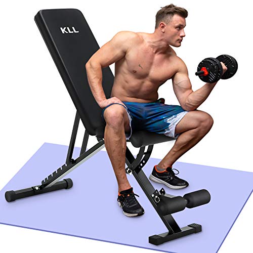 KLL Weight Bench Adjustable, Workout Bench for Home Gym, Strength Training Benches for Full Body Workout, Multi-Purpose Foldable Incline Decline Bench [2020 Upgraded Version]