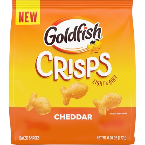 Goldfish Crisps Cheddar Cheese Baked Chip Cracker Snack, 6.25 Oz Bag