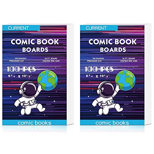 YSCare 200 Comic Book Boards Current Size Comic Book Boards Acid-Free Backing Board Thick and Durable Books Board for Regular Comics Archival (White)