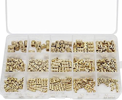 Generic 420Pcs M2 M3 M4 M5 Internal Thread Knurled Nut Brass Threaded Insert Round Die-Cast Knurled Nut Sorting Kit - (Color: Golden)