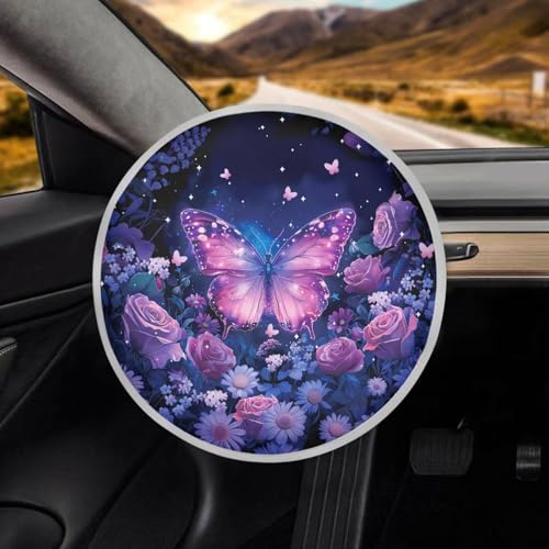 Image of Sunset Scenery Steering Wheel Sunshade Car Interior Design Sun Shade for UV Protection Removable Automotive Accessories Easy Installation Universal Vehicle Accessories