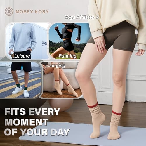 Image of Slouch Cotton Socks, Scrunch Thin Fashion Colorful Soft Breathable Crew Calf for Women and Men, 4 Pairs