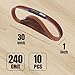 POWERTEC 1x30 Sanding Belts, 10PK, 240 Grit Aluminum Oxide 1 x 30 inch Sanding Belts for Belt Grinder, Belt and Disc Sander, Knife Sharpening, Woodworking, Metalworking (111350)