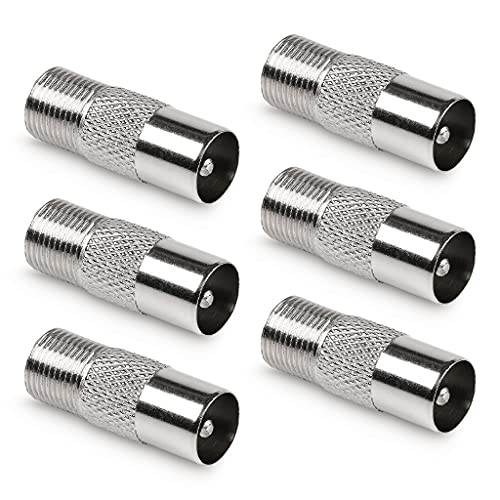 HEITECH F coupling to coax plug 6-pack - F