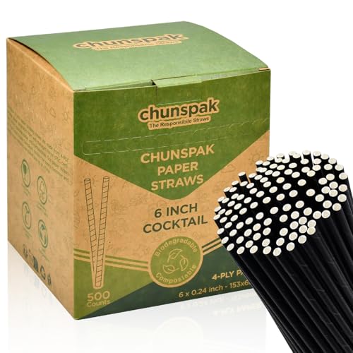 Pitillos desechables de papel negro 6 pulgadas, 500 unidades miniatura 1