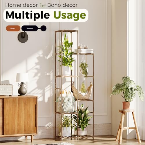 Bamworld 04H Tall Plant Stand Indoor Corner Outdoor Plant Shelf Wood Plant Holder For Multiple Plants Flower Stands Plants Rack Living Room Garden Patio Lawn Window thumb #3