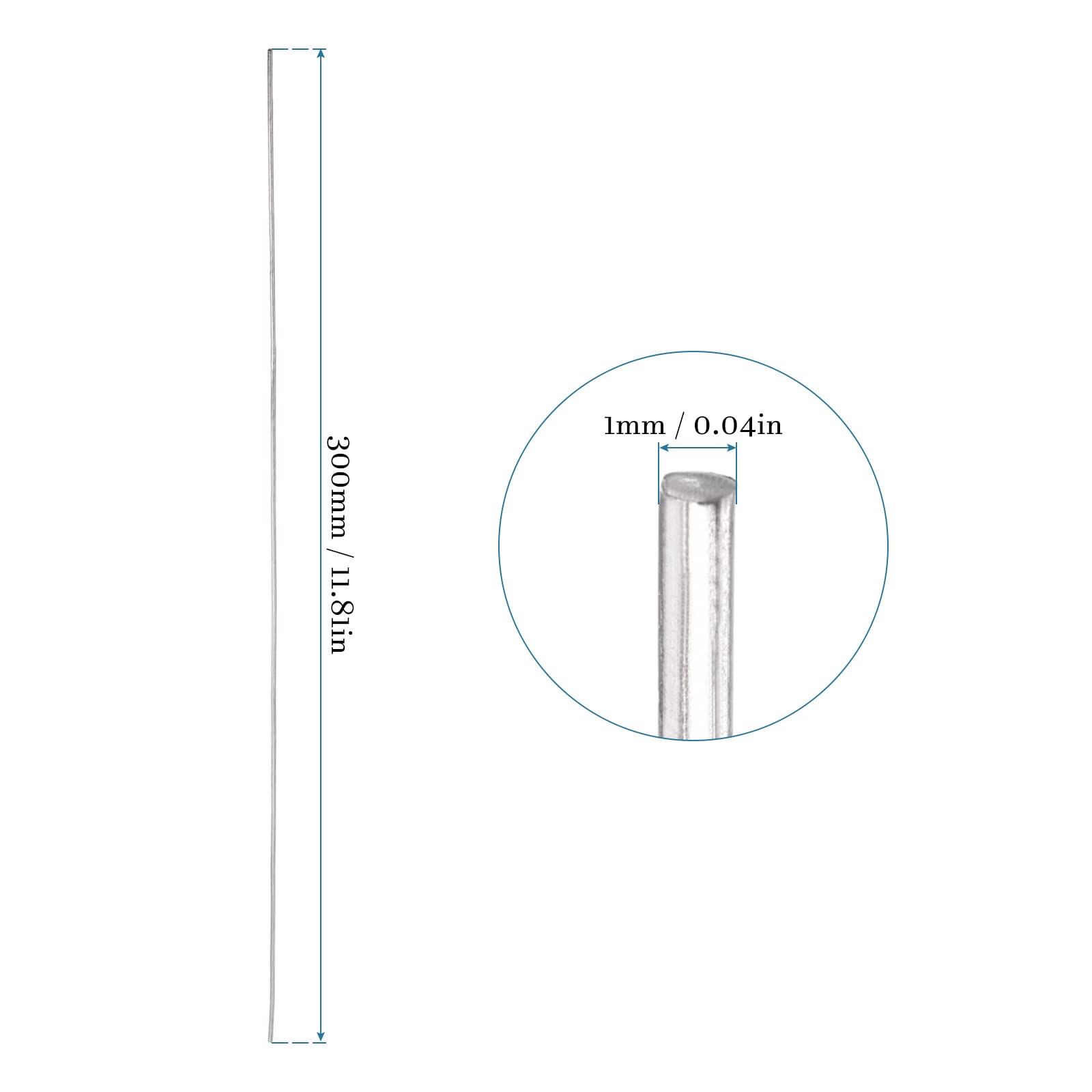 QUARKZMAN 300mm x 1mm Acciaio Inox 304 Aste Lineari Rotonde 10pz