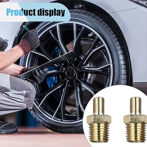 Image of 2PCS Air Inflator Adapters, Brass Tire Inflator Connector with Valve Stem Inside, 1 /4 inch NPT (M) to Standard Schrader Valve (M), Fit for Portable Car Air Hose, Air Compressor /Pump (No Valve Stem Inside)