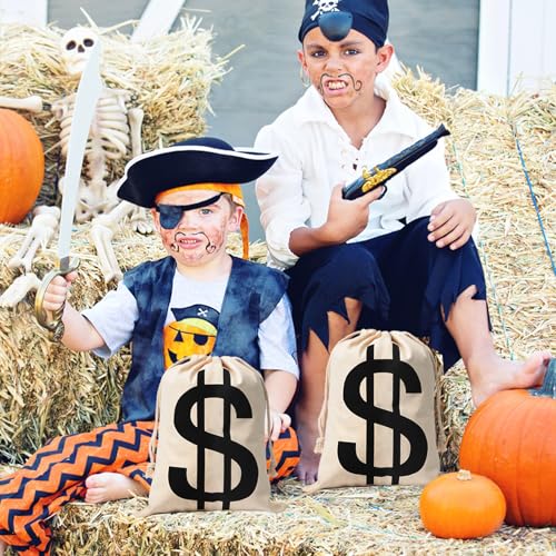 Pacote com 4, 17 × 35 cm, bolsa de lona para dinheiro com fecho de cordão - Saco de transporte de si