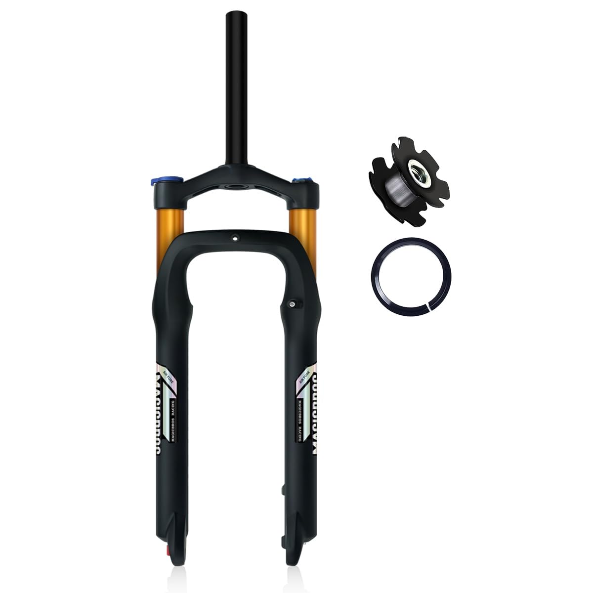 Przedni widelec do roweru górskiego 20/26 cala, szeroki widelec z oponami 4,0 cala, wysokość 120 mm, prosty przegub 1-1/8", regulowany hamulec tarczowy z powrotem, odczep
