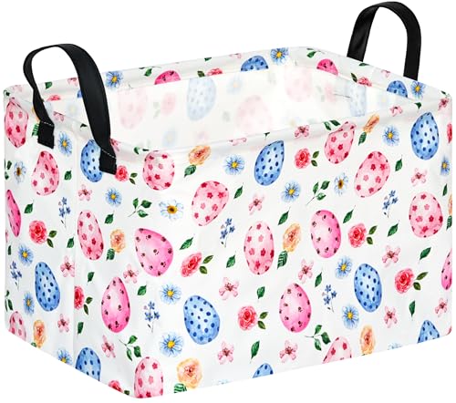 Image of Rectangle Easter Eggs Gift Basket Rabbit Toy Shelf Basket Clothes Laundry Storage Box Storage Bins, Bunny Basket, Laundry Hamper with Handles