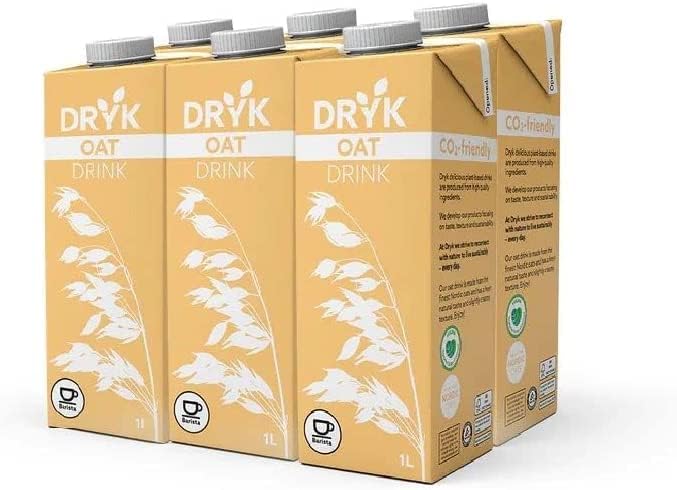 Dryk Oat Drink Barista Oat milk [1L - Pack of 6] - Shelf Stable, Dairy Free, Plant Based, Vegan, Gluten Free, Non GMO, High Calcium, Milk Frother, Creamer, Oatmilk