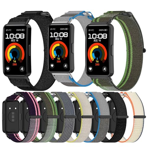 Correa de nylon para Huawei Band 8 y 9 negra y gris miniatura 7