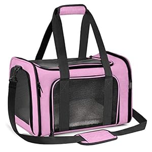 Qlfyuu Transporttas voor katten en honden, opvouwbare draagbox voor middelgrote en kleine huisdieren in het vliegtuig, transportbox voor huisdieren, middelgrote en kleine honden, katten en honden (roze, medium)