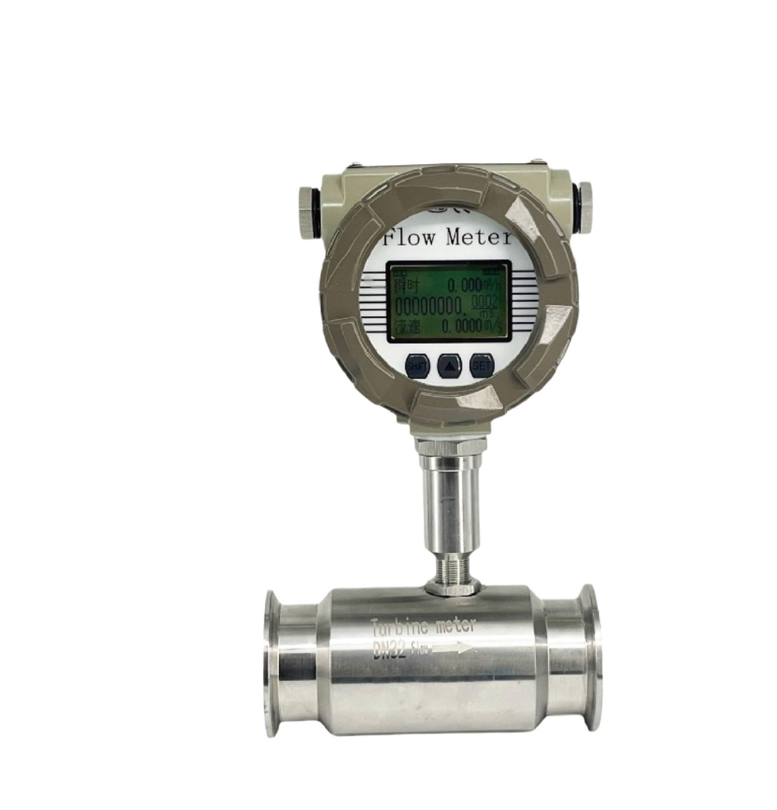 VKvmNYlxx LWGY Sanitary Turbine Flow Meter Stainless Steel Digital Liquid Flowmeter Clamp Connection RS485 for Water Diesel DN15-D(DN50-77.5Clamp-485)