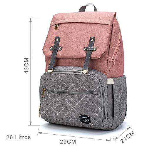 Mochila Bolsa Maternidade Lequeen Impermeável Bebê Com Bolso Térmico