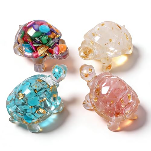 Figuras de tortuga de cristal hechas a mano, set de 4 piezas