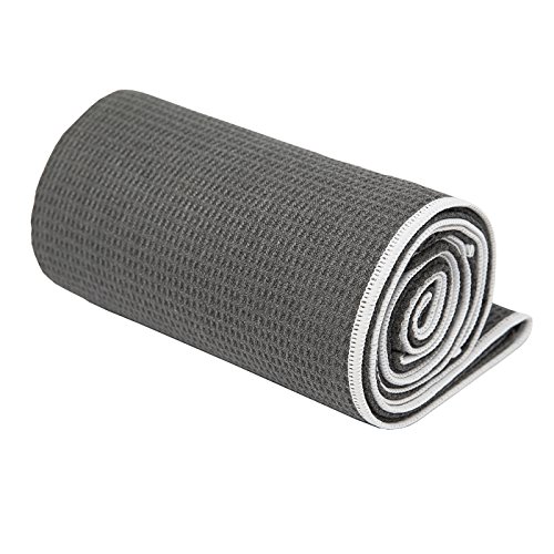 Shandali Stickyfiber Hot Yoga Towel - Silicone Backed Yoga Mat-Sized, Absorbent, Non-Slip,  24" X 72"  Bikram, Gym, And Pilates - (Gray, Standard) #TOP1