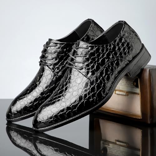 Santimon Men's Leather Lace-Up Dress Shoes Unique Fashion Oxford Casual Suit Shoe3