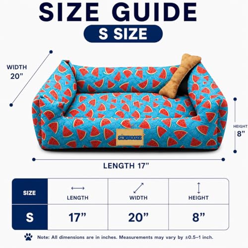 Image of SITSNOOZE Small Dog Bed (Up to 5kg) for Shih Tzu, Pomeranian, Chihuahua Puppies - Plush Soft Washable Bed, Orthopedic Cushion, Indoor Waterproof Anti-Slip Bottom Pet Mattress (Print 20, S)